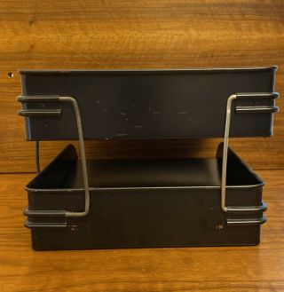 Vintage Classic Black Globe Wernicke 2 Tier Metal File Tray Desk Organizer - RARE 3