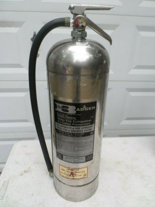 Badger Wp - 51 Water Fire Extinguisher 2.  5 Gallon Vintage Stainless Steel