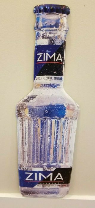 2003 Vintage Zima Bottle Metal Tin Bar Sign 30 " X 8 " Clear Malt Beverage