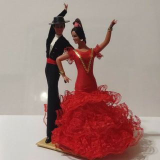 Vintage Marin Chiclana Spanish Flamenco Dancers Doll Set Red