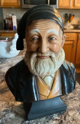 Vintage Esco Products Chalkware Statue 1968 Old Man Ethnic Foreign