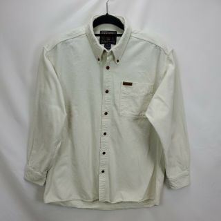 Vintage Woolrich Mens Sportsman Chamois Flannel Button Shirt Size Large Ivory