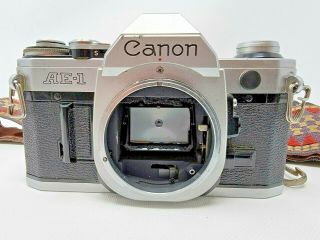 Canon Ae - 1 Program 35mm Film Camera Body Only Sn3827502 Plus Vintage Strap