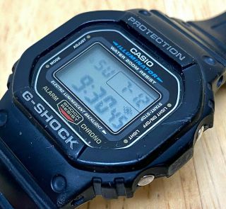 Vtg Casio Dw - 5600e G - Shock Men 200m Digital Alarm Chrono Watch Hours Battery