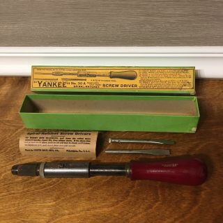 " Yankee " No.  30a Spiral Ratchet Screw Driver With 2 Bits,  Box Vintage
