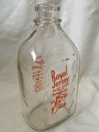 Vintage Half Gallon Milk Bottle Royal Jersey Dairy Farm Sacramento California