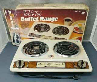 Table Top Buffet Range Double Burner,  Vintage Usa Broil King Portable Range
