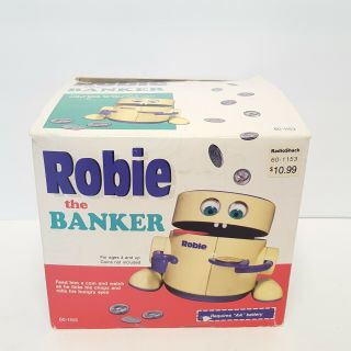 Vintage Radio Shack Robie The Robotic Banker Robot Coin Bank Robbie 1980 