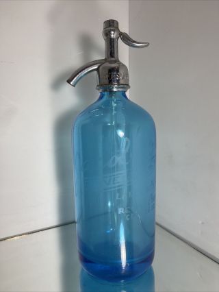 Vtg Blue Seltzer Bottle Jacobson Bros Beverages Lakewood Nj Czechoslovakia Rare