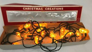 Vintage Christmas String Lights Flower Petal Reflector Oversized Gold Flashing