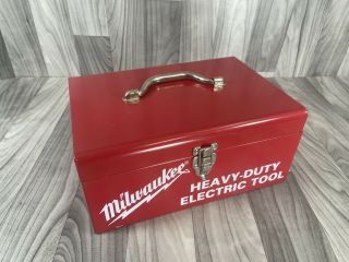 Vintage Milwaukee Tool Box Heavy Duty Electric Tool Box,  Red Metal Storage Case