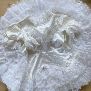 Vintage Girls Frilly Party Dress 3t Full Circle Ruffles Lace Pageant Beaded