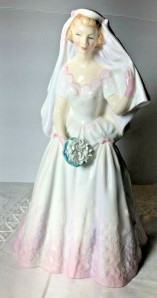 Estate Vintage Royal Doulton The Bride Figurine Hn2166 B.  Signed 1956 - 1976