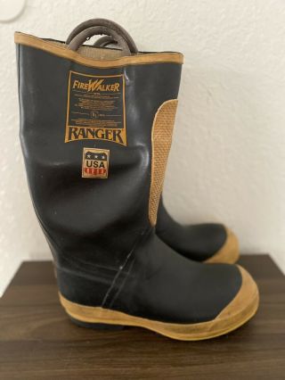 Vtg Firewalker Range Fire Boots Steel Toe 1987 Size 9 M Made In The Usa