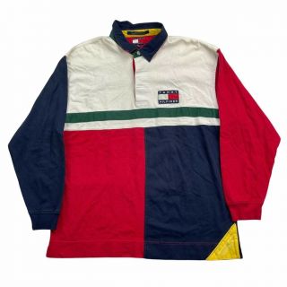Vintage 90s Tommy Hilfiger Sailing Gear Long Sleeve Rugby Polo Shirt Xl 2589