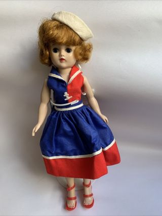 1957 Vtg Vogue Jill Doll Dressed W Red White Blue Sailor Outfit 1e