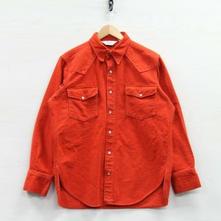 Vintage Woolrich Western Snap Button Up Shirt Size Large Orange Red Long Sleeve