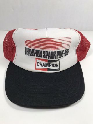 Champion Spark Plug 400 Vintage Trucker Hat Made In Usa Snapback Racing Cap