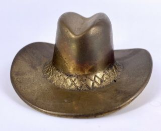 Vintage Brass Cowboy Hat Bottle Opener Paperweight Engraved