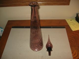 Vintage Amethyst Glass Genie Bottle Decanter Made In Italy 2