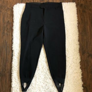 L.  L.  Bean Vintage Ski Pants Black Stirrups Fleece Lined Size 16 Reg Made In Usa