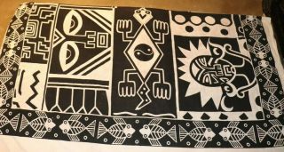 Vintage African Tribal Print Cotton Mali Cloth Linen inked fabric - 92 