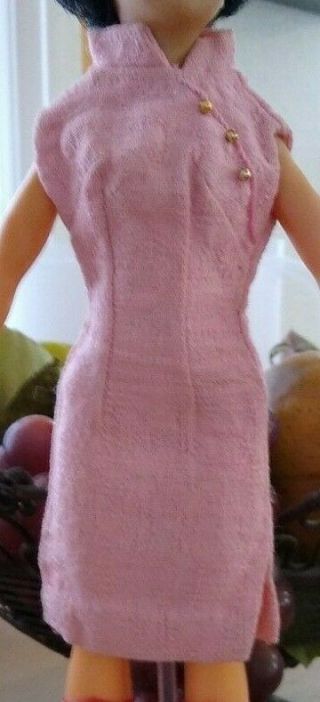 Vintage Clone Pink Sheath Dress W/bead Accents Fits Barbie Tina Cassini Tammy Sz