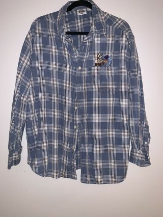 Vintage Looney Tunes Classic 1995 Wile E.  Coyote/road Runner Plaid Flannel Shirt