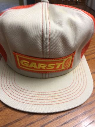 Garst Farmer Cap Trucker Hat Snap Back K Product Usa Orange Tan Vintage Nos