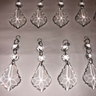 12 Vintage Triple Clear Glass Crystal Prisms Chandelier 3 1/2” 1 1/2” Crystals