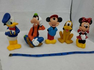 Vintage Mickey Minnie Mouse Donald Duck Goofy Pluto Bath Toy Toys Set 6 " Disney