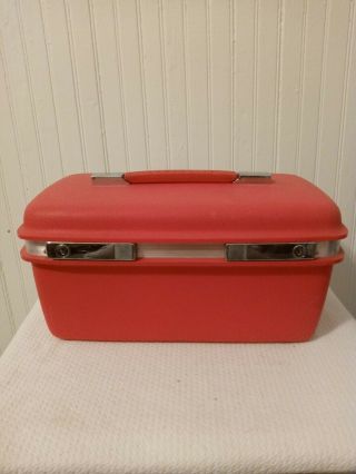 Vtg Pink Samsonite Saturn Train Case Hard Cover Cosmetic Luggage Suitcase