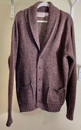 Vtg London Fog Outdoors Unlimited Shetland Wool Cardigan Sweater Xl Tall Grandpa