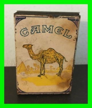 Early Vintage Camel Metal Match Holder Match Safe Antique Advertising Htf