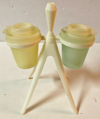 Vintage 5 Pc Tupperware Atomic Salt And Pepper Shakers Set With Stand 101
