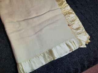 Vtg Beacon Thick Acrylic Baby Crib Blanket Solid Yellow W/ Satin Trim 45 " X36.  5 "