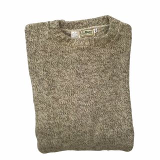 Vtg Ll Bean Men’s Xl Ragg Wool Blend Sweater Tan Made Usa Crewneck Runs Small