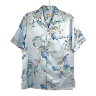 Tori Richard Men Vintage Light Blue Polyester Dotted Shirt Medium M