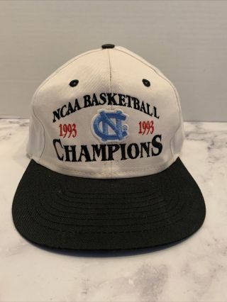 Rare Vtg 1993 North Carolina Tarheels Snapback Hat Cap Unc White Ncaa Champions