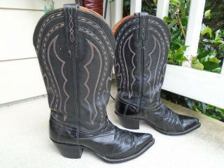 Rare - Vintage J.  Chisholm Ladies Exotic Eel Skin Western Cowboy Boots Size 8m