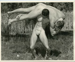 Vintage Gay Interest Photo By Wpg 4x5 Double Weight Paper Wrestling