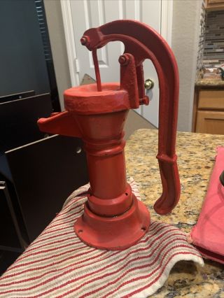 Cast Iron Pitcher Pump Well House Water Hand Powered Red Heavy Vintage Look