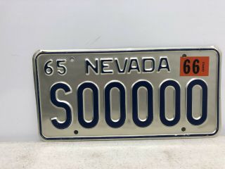 Vintage 1965 Nevada Sample License Plate 1966