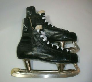 Vintage Ccm Bobby Hull Black Leather Ice Hockey Skates Size 10,  Rare