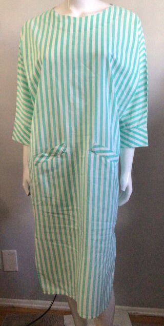 Vintage 80’s Striped Cotton Day Dress Cover - Up
