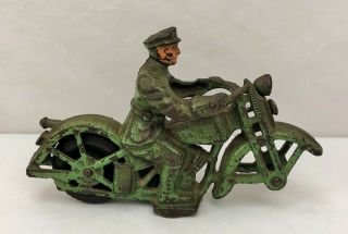 Vintage Hubley Patrol Cast Iron Motorcycle