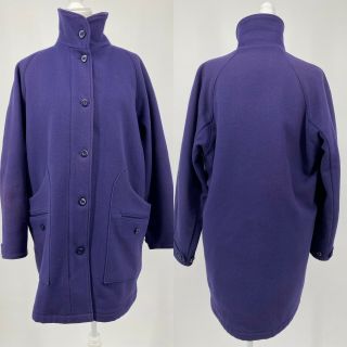 Vintage Woolrich Women’s Coat Jacket Wool Plaid Purple Lined Made In Usa Size L