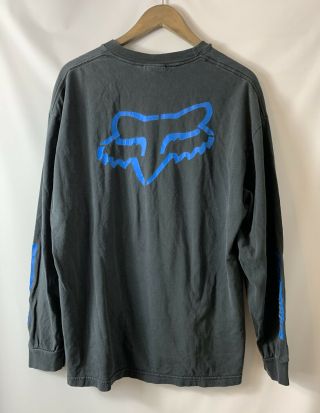 Mens Vintage Fox Racing Motocross Longsleeve Shirt Size Xl Black Blue