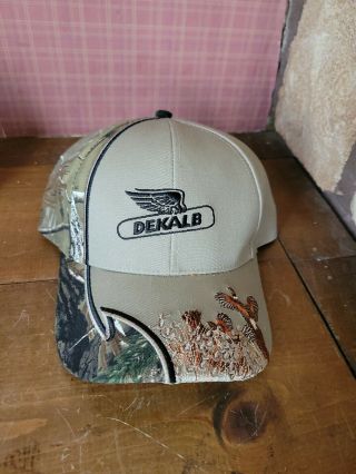 Vintage Dekalb Seed K - Products Snapback Hat Cap Beige Camo Farm Pheasant