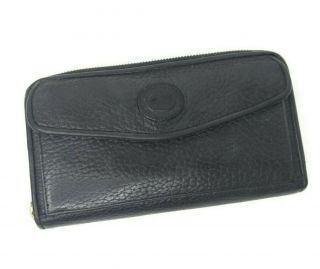 Vintage Dooney & Bourke Black Pebbled Leather Convertible Zip Around Wallet
